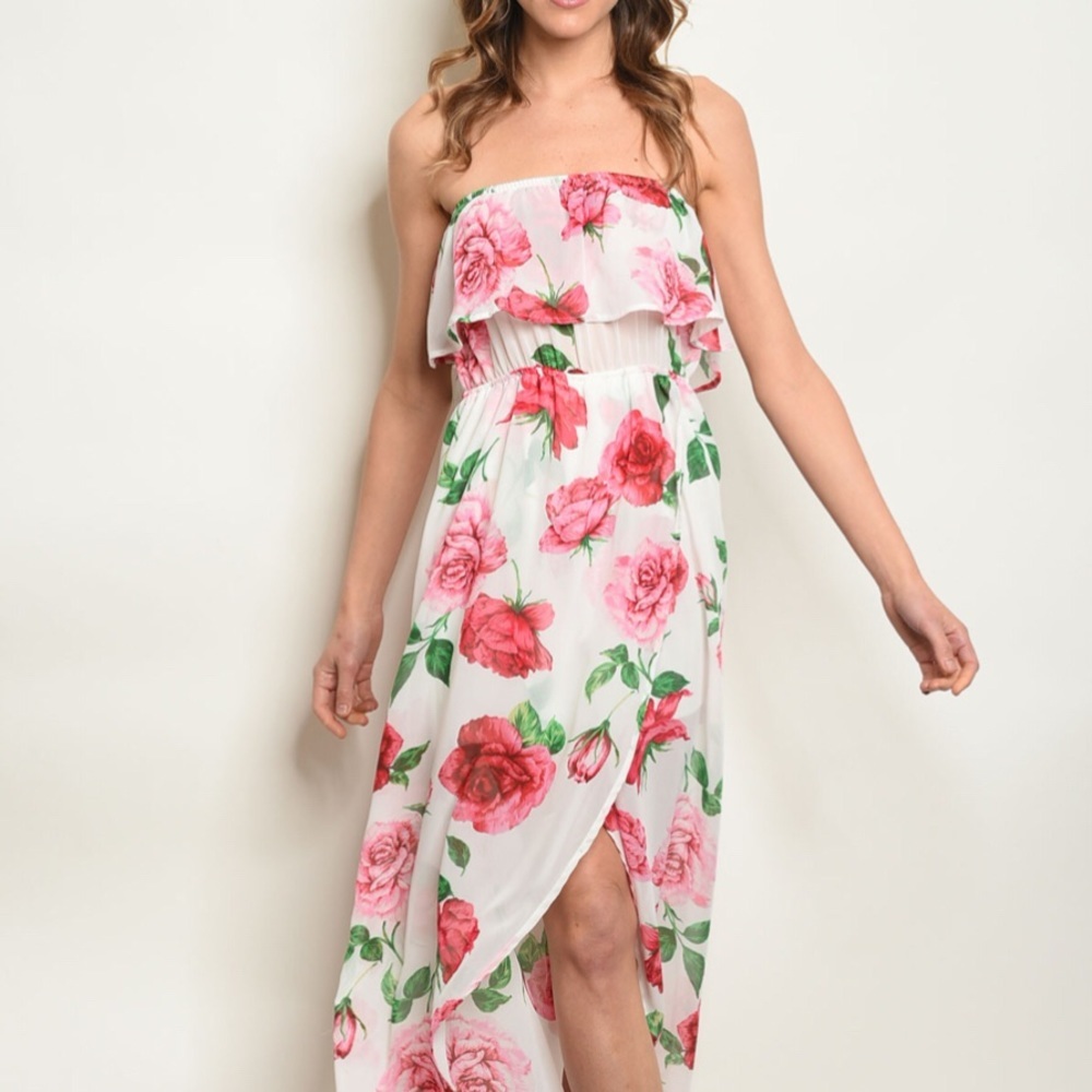 Women’s White Pink Floral Romper/Jumpsuit